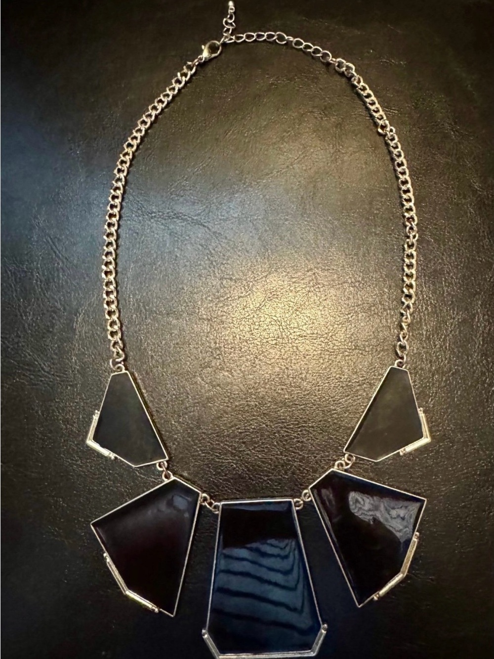 Black geometric bib statement Necklace